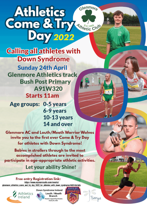 Glenmore Athletics Come and Try day 2022 for athletes with Down syndrome